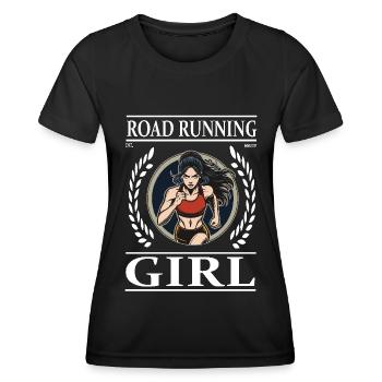 Road Running Girl – La liberté sur la route - T-shirt sport Femme - noir - Devant - AI Model Female 172 light (172cm)