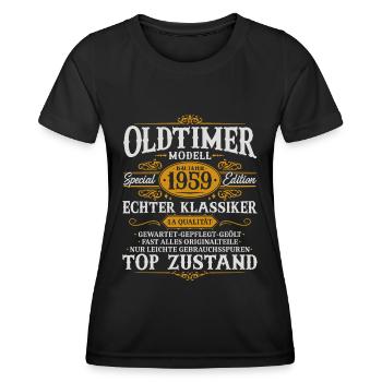 Oldtimer Baujahr 1959 Jahrgang Geburtstag Geschenk - Frauen Funktions-T-Shirt - Schwarz - Vorne - AI Model Female 172 light (172cm)
