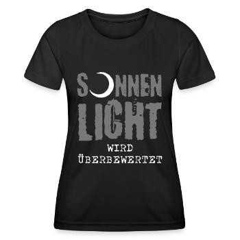 Sonnenlicht Nachtaktiv Gothic Dark Schwarz Spruch - Frauen Funktions-T-Shirt - Schwarz - Vorne - AI Model Female 172 light (172cm)