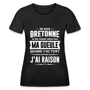 Bretonne je ferme pas ma gueule humour bretagne - T-shirt sport Femme - noir - Devant - AI Model Female 172 light (172cm)