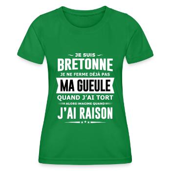 Bretonne je ferme pas ma gueule humour bretagne - T-shirt sport Femme - vert - Devant - AI Model Female 172 dark (172cm)