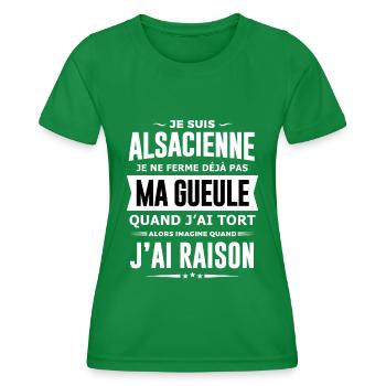 Alsacienne je ferme pas ma gueule humour alsace - T-shirt sport Femme - vert - Devant - AI Model Female 172 dark (172cm)