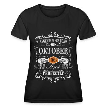 Legends were born October 1962 - Women's Functional T-Shirt - black - Front - AI Model Female 172 light (172cm)