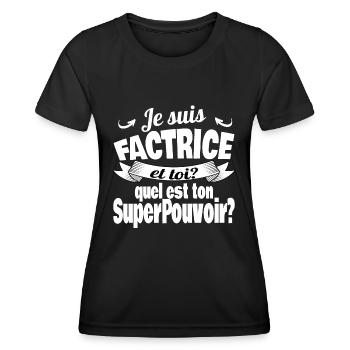 je suis factrice - T-shirt sport Femme - noir - Devant - AI Model Female 172 light (172cm)