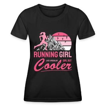 Running Girl Trail Runner Cross Country Woman - Frauen Funktions-T-Shirt - Schwarz - Vorne - AI Model Female 172 light (172cm)
