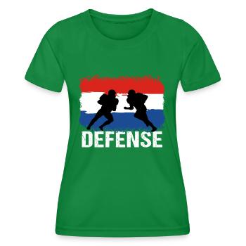 American Football Niederlande Defense - Frauen Funktions-T-Shirt - Kelly Green - Vorne - AI Model Female 172 dark (172cm)