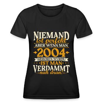 Millésime 2004 né anniversaire citation d’anniversaire - T-shirt sport Femme - noir - Devant - AI Model Female 172 light (172cm)