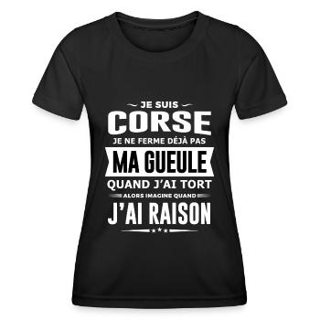Corse je ne ferme pas ma gueule cadeau humour - T-shirt sport Femme - noir - Devant - AI Model Female 172 light (172cm)