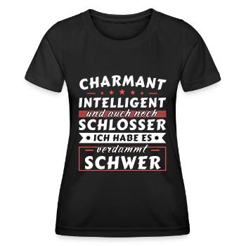 Charmant und intelligent - Schlosser Edition - Frauen Funktions-T-Shirt - Schwarz - Vorne - AI Model Female 172 light (172cm)