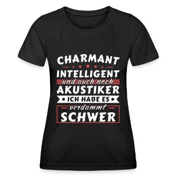 Charmant und intelligent - Akustiker Edition - Frauen Funktions-T-Shirt - Schwarz - Vorne - AI Model Female 172 light (172cm)