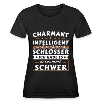 Charmant und intelligent - Schlosser Edition - Frauen Funktions-T-Shirt - Schwarz - Vorne - AI Model Female 172 light (172cm)