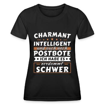 Charmant und intelligent - Postbote Edition - Frauen Funktions-T-Shirt - Schwarz - Vorne - AI Model Female 172 light (172cm)