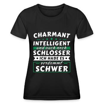Charmant und intelligent - Schlosser Edition - Frauen Funktions-T-Shirt - Schwarz - Vorne - AI Model Female 172 light (172cm)