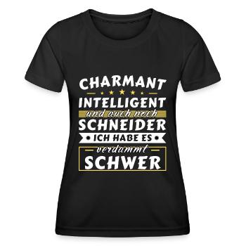 Charmant und intelligent - Schneider Edition - Frauen Funktions-T-Shirt - Schwarz - Vorne - AI Model Female 172 light (172cm)