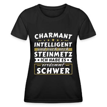 Charmant und intelligent - Steinmetz Edition - Frauen Funktions-T-Shirt - Schwarz - Vorne - AI Model Female 172 light (172cm)