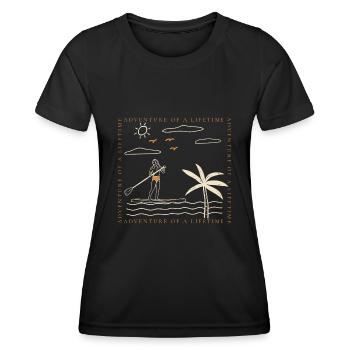 Surfer Sommer Palmen Strand Sonne Urlaub - Frauen Funktions-T-Shirt - Schwarz - Vorne - AI Model Female 172 light (172cm)