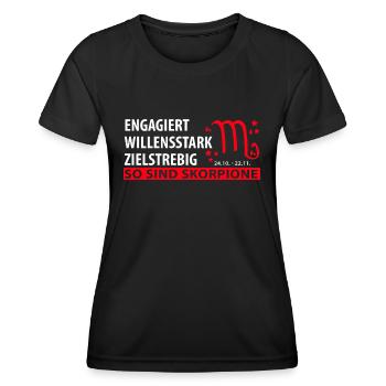Sternzeichen Skorpion - Eigenschaften - Frauen Funktions-T-Shirt - Schwarz - Vorne - AI Model Female 172 light (172cm)