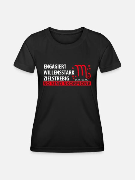 Sternzeichen Skorpion - Eigenschaften - Frauen Funktions-T-Shirt - Schwarz