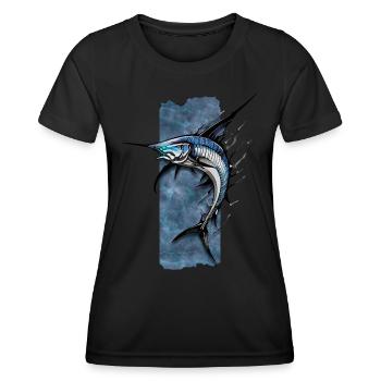 Souverain dentelé : le glissement royal de l’espadon - T-shirt sport Femme - noir - Devant - AI Model Female 172 light (172cm)