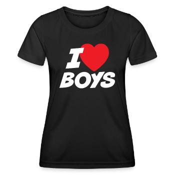 I Love Boys - Women's Functional T-Shirt - black - Front - AI Model Female 172 light (172cm)