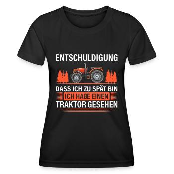 Ich habe einen Traktor gesehen - Frauen Funktions-T-Shirt - Schwarz - Vorne - AI Model Female 172 light (172cm)