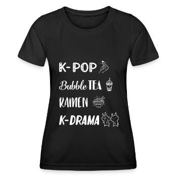 K-POP K-Drama Fan Corée du Sud Pop Coréen - T-shirt sport Femme - noir - Devant - AI Model Female 172 light (172cm)
