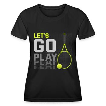 Joueur de tennis, Raquette de tennis, Balle de tennis, Tennis - T-shirt sport Femme - noir - Devant - AI Model Female 172 light (172cm)