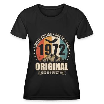 Cadeau d’anniversaire vintage original de 1972 - T-shirt sport Femme - noir - Devant - AI Model Female 172 light (172cm)