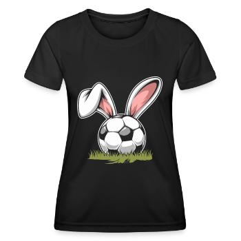 Fußball mit Osterhasenohren - Frauen Funktions-T-Shirt - Schwarz - Vorne - AI Model Female 172 light (172cm)