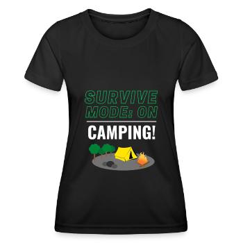 Mode Survie: ON - Camping! - T-shirt sport Femme - noir - Devant - AI Model Female 172 light (172cm)