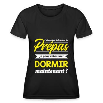 Deux ans de Prèpas cadeau drôle, cool et humour - T-shirt sport Femme - noir - Devant - AI Model Female 172 light (172cm)