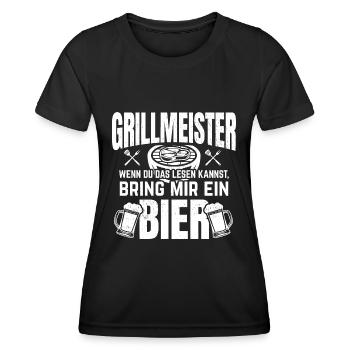 Grillmeister Sprüche | Bier Grillen Grill Geschenk - Frauen Funktions-T-Shirt - Schwarz - Vorne - AI Model Female 172 light (172cm)