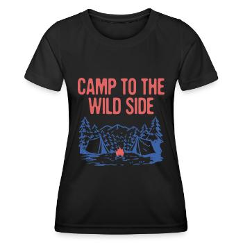 Campez au Wild Side Camping Forest Camper Woods - T-shirt sport Femme - noir - Devant - AI Model Female 172 light (172cm)