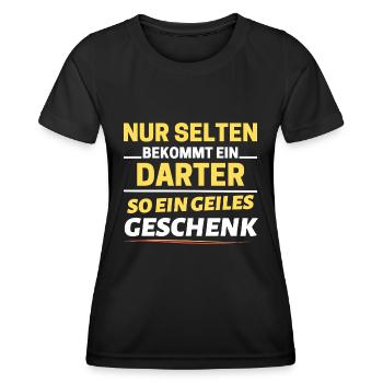 Selten bekommt ein Darter so ein Geschenk - Frauen Funktions-T-Shirt - Schwarz - Vorne - AI Model Female 172 light (172cm)