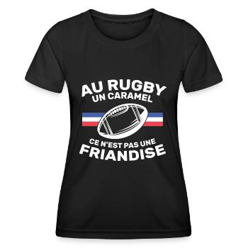 Au Rugby Un Caramel C'est Pas Une Friandise - T-shirt sport Femme - noir - Devant - AI Model Female 172 light (172cm)