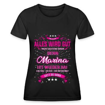 Alles wird gut, Marina ist wieder da T-Shirt - Frauen Funktions-T-Shirt - Schwarz - Vorne - AI Model Female 172 light (172cm)