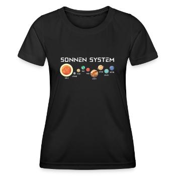 Sonnensystem - Planeten in Reihe - Frauen Funktions-T-Shirt - Schwarz - Vorne - AI Model Female 172 light (172cm)