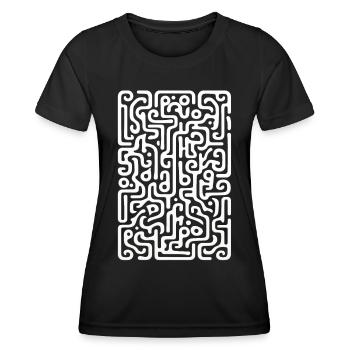 Abstract Pattern | Organic Labyrinth Style - Frauen Funktions-T-Shirt - Schwarz - Vorne - AI Model Female 172 light (172cm)