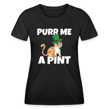 St. Patrick's Day Naughty Thirsty Cat Leprechaun - Women's Functional T-Shirt - black - Front - AI Model Female 172 light (172cm)