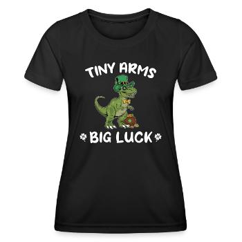 Leprechaun T-Rex Dino Glück Tiny Arms Big Luck - Frauen Funktions-T-Shirt - Schwarz - Vorne - AI Model Female 172 light (172cm)