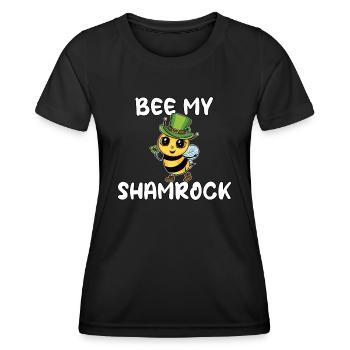 Abeille mignonne Leprechaun Goblin disant trèfle - T-shirt sport Femme - noir - Devant - AI Model Female 172 light (172cm)