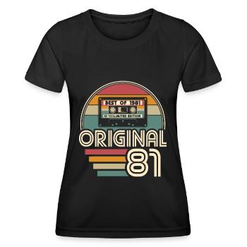 Jahrgang 1981 geboren Original 1981 Geburtstag - Frauen Funktions-T-Shirt - Schwarz - Vorne - AI Model Female 172 light (172cm)