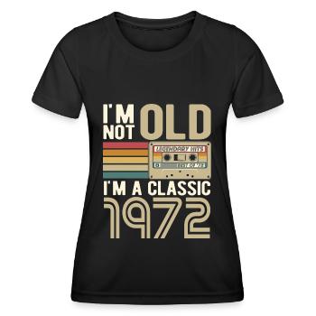 Né en 1972 classique - T-shirt sport Femme - noir - Devant - AI Model Female 172 light (172cm)