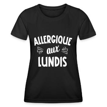 allergique aux lundis - T-shirt sport Femme - noir - Devant - AI Model Female 172 light (172cm)