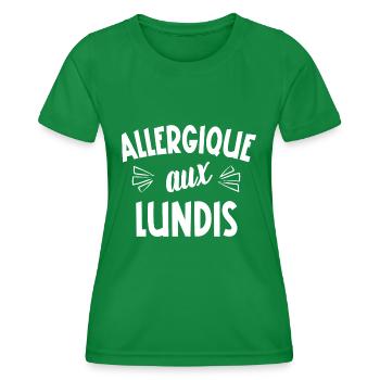 allergique aux lundis - T-shirt sport Femme - vert - Devant - AI Model Female 172 dark (172cm)