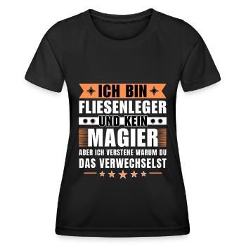Ich bin Fliesenleger und kein Magier - Frauen Funktions-T-Shirt - Schwarz - Vorne - AI Model Female 172 light (172cm)