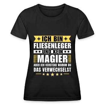 Ich bin Fliesenleger und kein Magier - Frauen Funktions-T-Shirt - Schwarz - Vorne - AI Model Female 172 light (172cm)