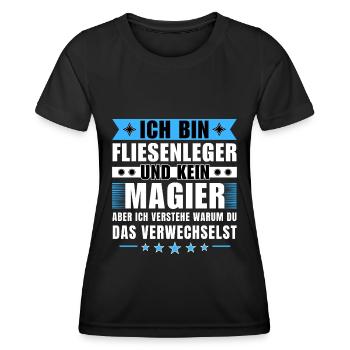 Ich bin Fliesenleger und kein Magier - Frauen Funktions-T-Shirt - Schwarz - Vorne - AI Model Female 172 light (172cm)