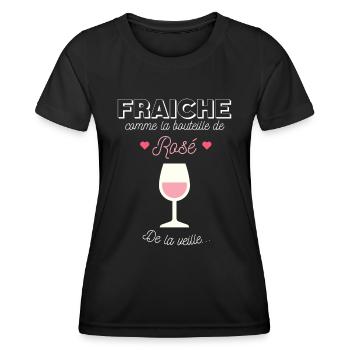 Fraiche comme la bouteille de rosé - T-shirt sport Femme - noir - Devant - AI Model Female 172 light (172cm)