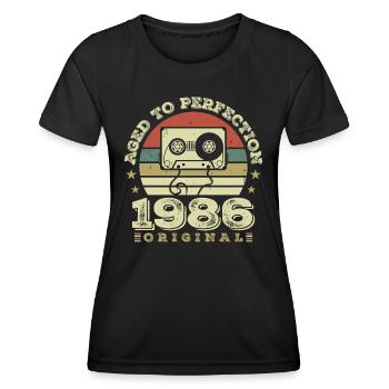 Original Vintage Jubiläumsgeschenkidee 1986 - Frauen Funktions-T-Shirt - Schwarz - Vorne - AI Model Female 172 light (172cm)